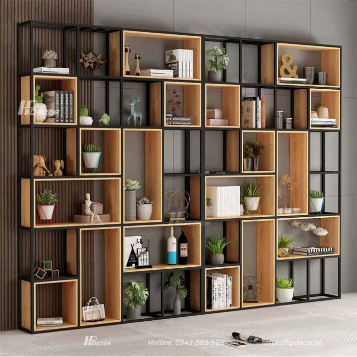 Mẫu kệ sách đẹp cao cấp khung kim loại KDS-07 - HPdecor