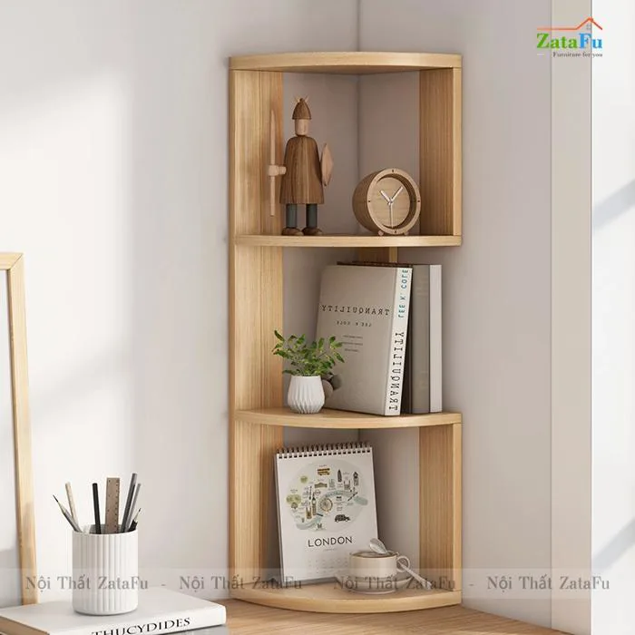 Kệ Sách Gỗ Góc Tường Trang Trí Decor Để Bàn Làm Việc KTT-119 | ZataFu