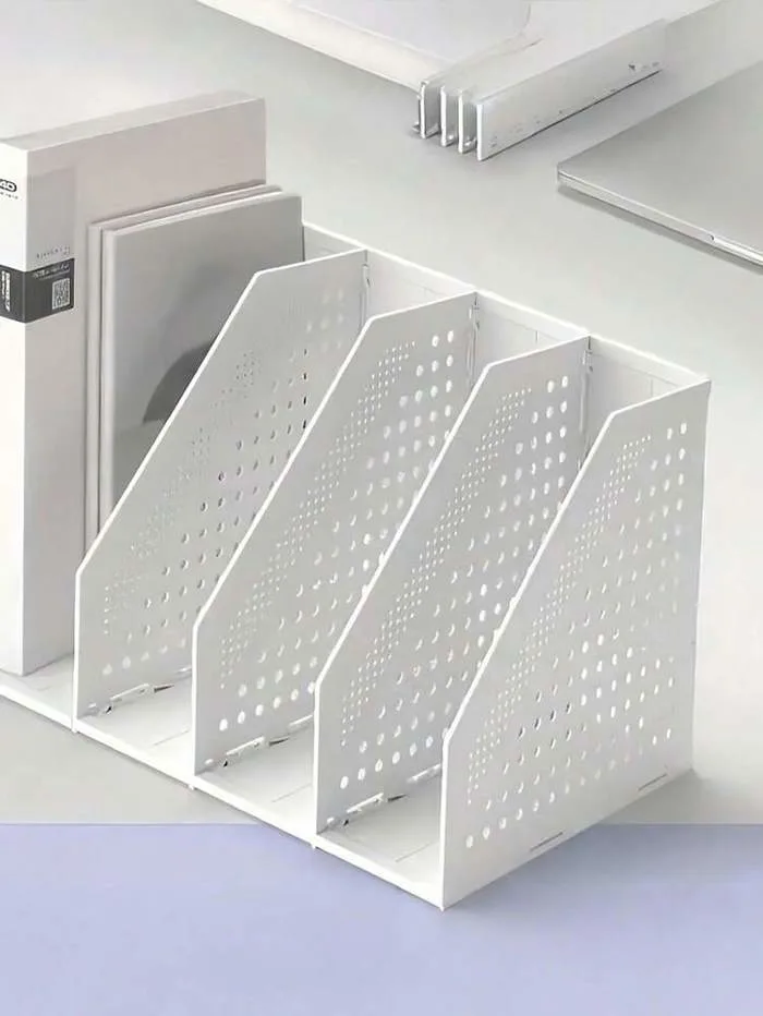 1 cái giá đỡ sách có thể thu gọn, gấp gọn, 3/4 ngăn, kệ để bàn có thể điều  chỉnh, giá đựng tài liệu văn phòng, giá để sách bằng kim loại