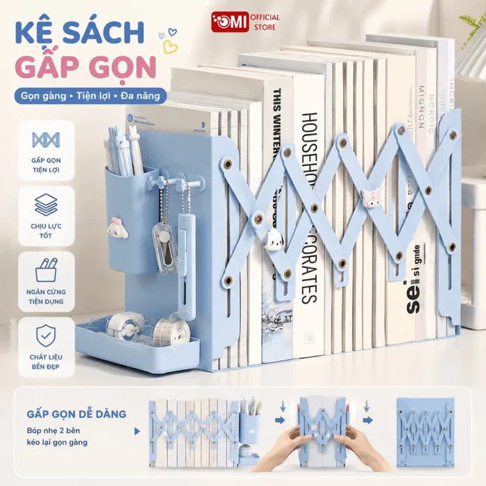 Kệ Sách Để Bàn Đa Năng Gấp Gọn OMI 3 Ngăn, Giá Để Tài Liệu Giấy Tờ Bằng  Thép Không Gỉ, Kệ Hồ Sơ Chắc Chắn