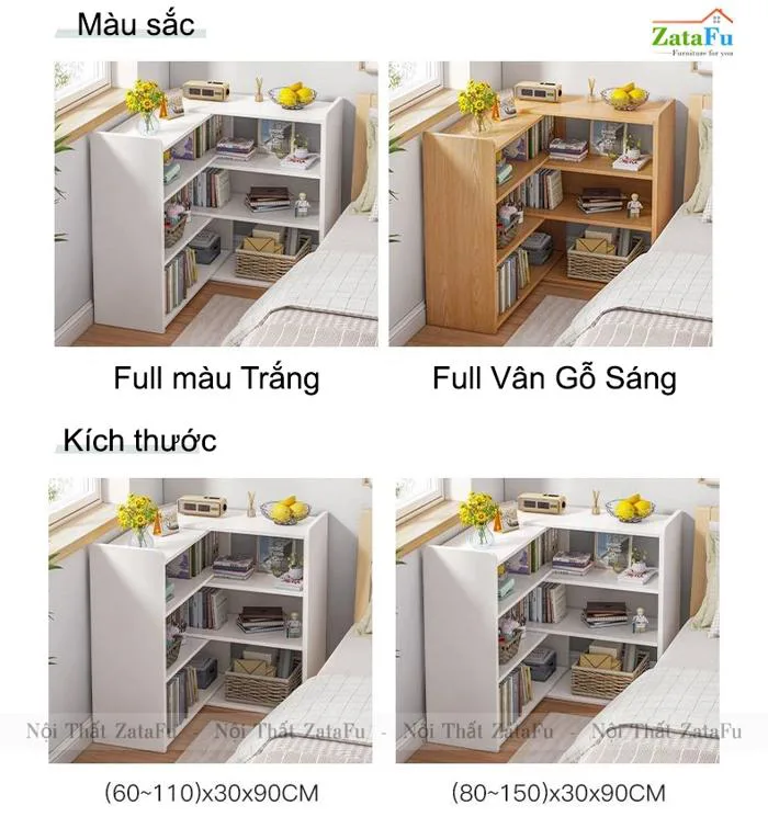 Kệ sách gỗ xoay gấp gọn hiện đại cho phòng ngủ của bé KTT-61 | ZataFu
