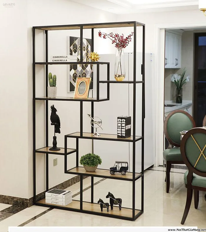 Kệ sắt trang trí mặt gỗ GHTop-5285
