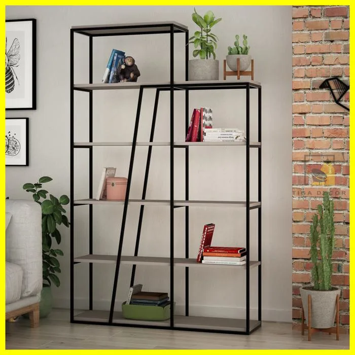 Kệ Sách Khung Sắt 5 Tầng 120cm – TIGA0031 - Tiga Decor