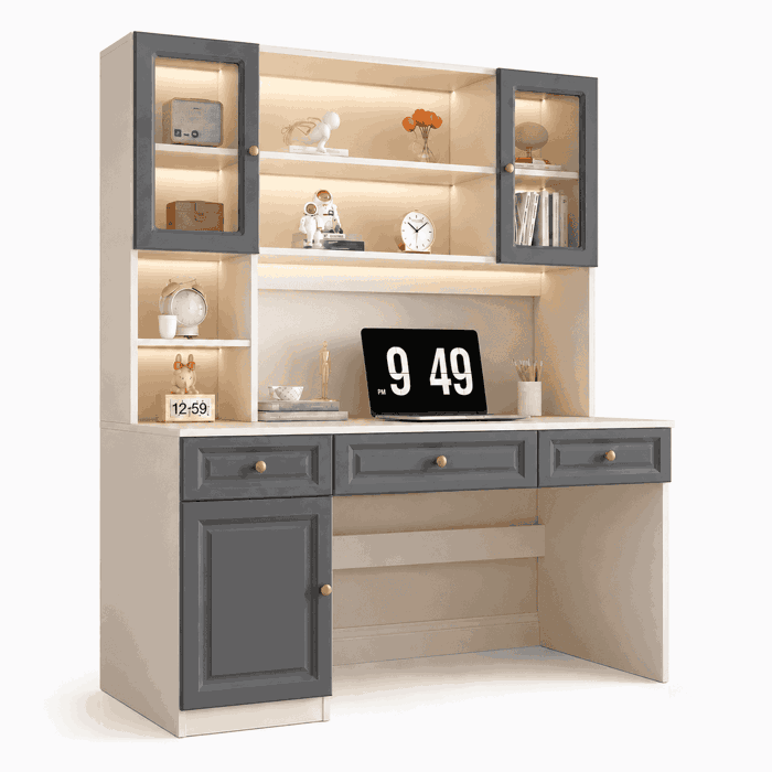 Bàn học liền tủ & kệ sách GHS-42190 - Gỗ Trang Trí