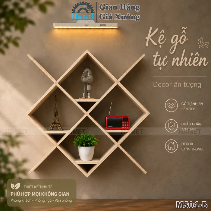 Kệ Gỗ Tự Nhiên Treo Tường Decor Đẹp - Giá Tại Xưởng Hamet