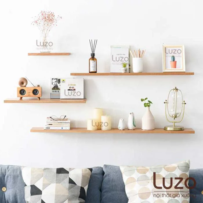 Kệ thanh ngang treo tường - kệ sách treo tường - kệ decor treo tường