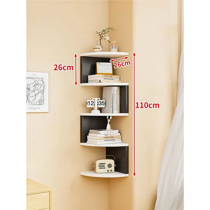Kệ gỗ treo tường, kệ góc treo tường để sách đồ decor trang trí trắng đen