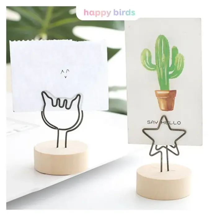 Kẹp giấy gỗ kẹp ảnh nhôm thân gỗ kẹp giữ ảnh giấy note thẻ uốn hình bóng  đèn hoa ngôi sao decor bàn học bàn làm việc | Lazada Việt Nam