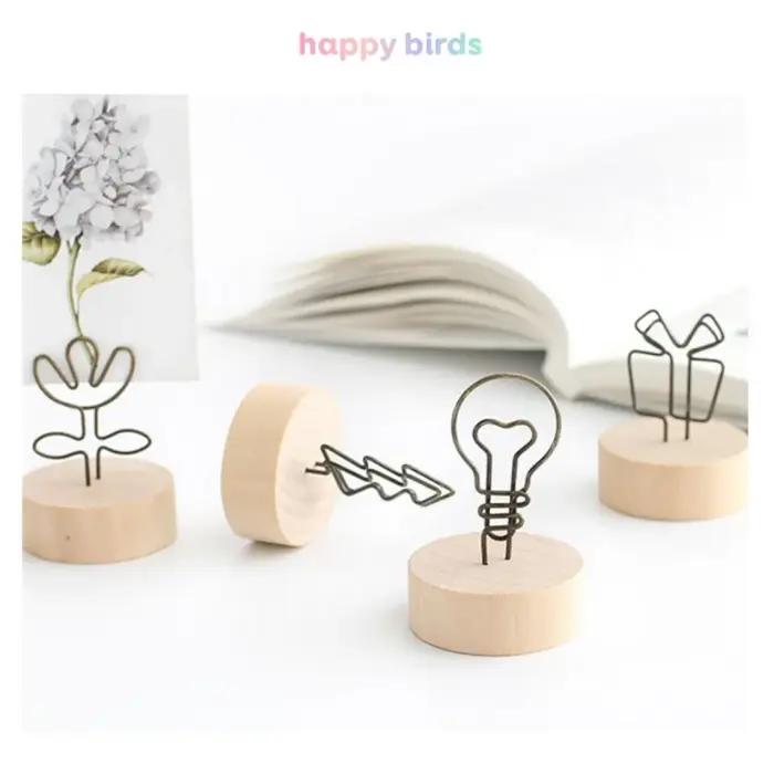 Kẹp giấy gỗ kẹp ảnh nhôm thân gỗ kẹp giữ ảnh giấy note thẻ uốn hình bóng  đèn hoa ngôi sao decor bàn học bàn làm việc | Lazada Việt Nam