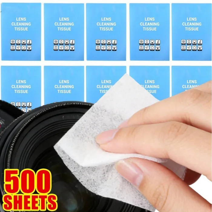 200-500 chiếc Khăn lau dùng một lần cho kính / điện thoại / màn hình, Khăn  lau ống kính máy ảnh Bột gỗ không xơ, Chất tẩy rửa bề mặt quang học an toàn