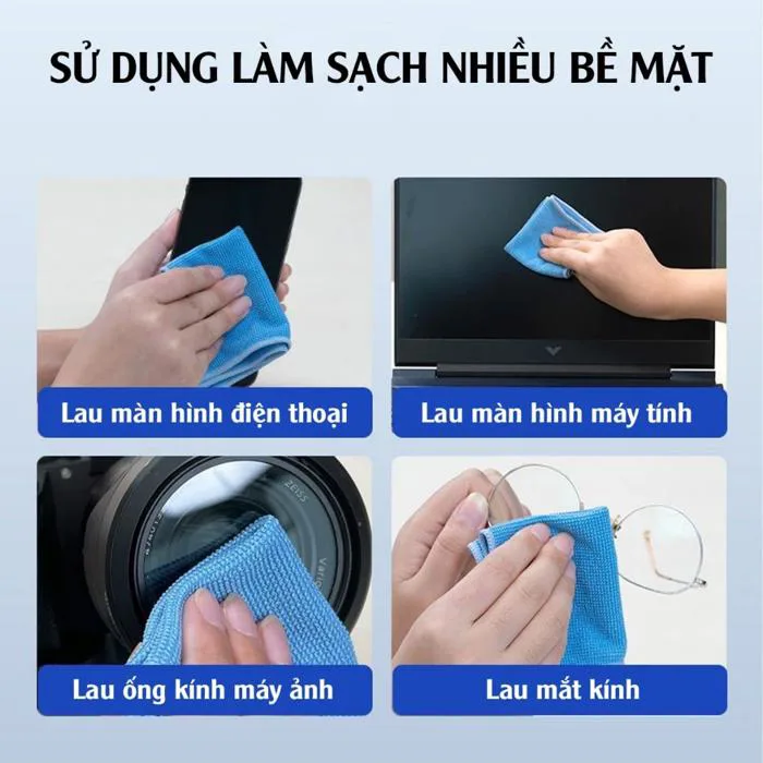 Khăn Lau Màn Hình Laptop, Màn Hình Máy Tính, Điện Thoại, Ống Kính Máy Ảnh  Vải Sợi Dệt 15x15cm