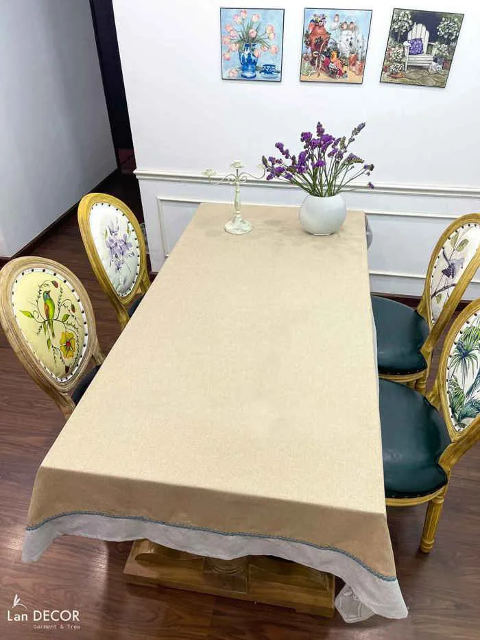 Khăn Trải Bàn Trơn Màu Kem Mix Vải Màu Decor Nhà Đẹp - Khăn Trải Bàn Lan  Decor Cây Giả Trang Trí nhà Đẹp - Lan Decor