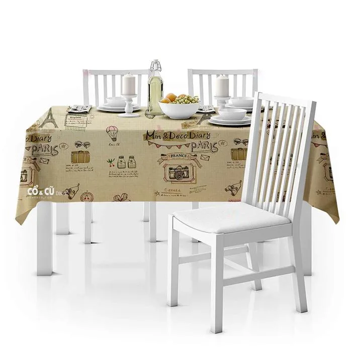 Khăn Trải Bàn Vải Canvas Min Decor Cổ & Cũ Gift