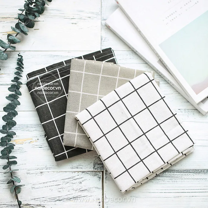 Khăn trải bàn kẻ sọc ô ly (3 màu) - Phụ kiện chụp ảnh Nai Decor