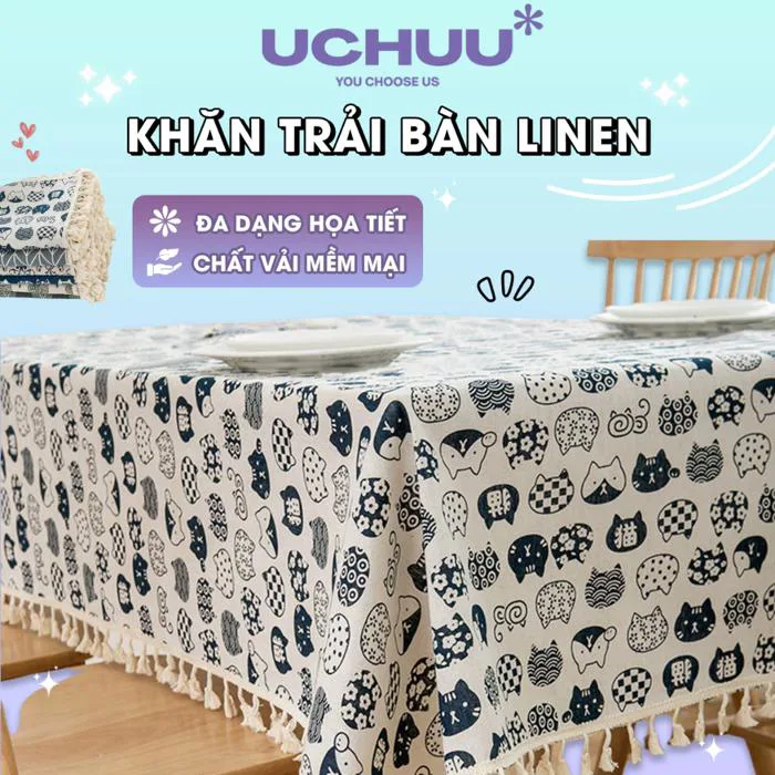Khăn Trải Bàn Linen UCHUU Khăn Lót Bàn Cotton Decor Bàn Ăn, Bàn Học, Bàn  Làm Việc Phong Cách Vintage
