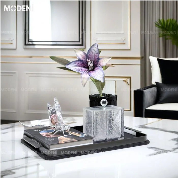 Khay Chữ Nhật Kaylin Đen – Khay Decor Bàn Sofa Cao Cấp – Chống Trượt, Dễ Vệ  Sinh – Phù Hợp Decor Phòng Khách, Văn Phòng, Bàn Ăn