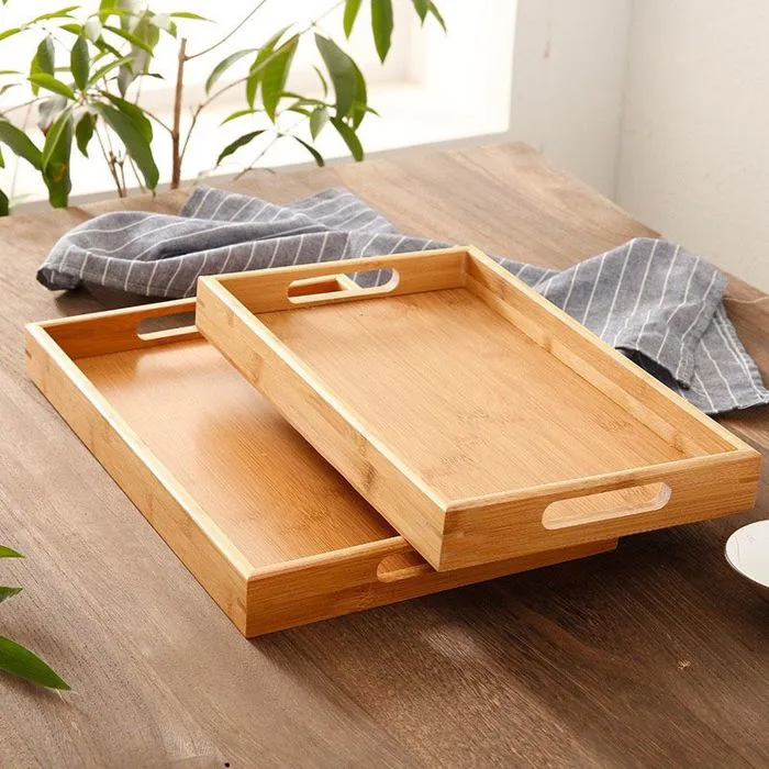 (ẢNH THẬT) Khay gỗ vàng tự nhiên cao cấp, khay decor phong cách Bắc Âu - Gỗ  tre tự nhiên xử lý chống thấm, chống ẩm mốc