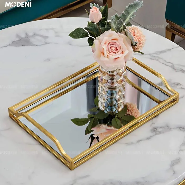 Khay Chữ Nhật Mirris Cao Cấp – Khay Gương Viền Vàng, Quà Tặng Đẳng Cấp &  Decor Sang Trọng