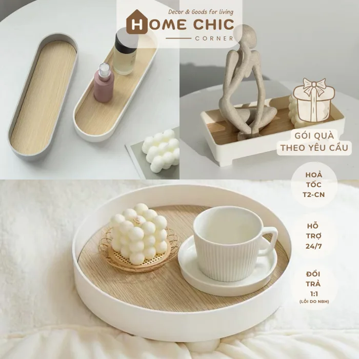 Khay nhựa trang trí kệ decor sắp xếp nhà cửa khay đựng mỹ phẩm kệ trang sức  đa năng | Home Chic Corner