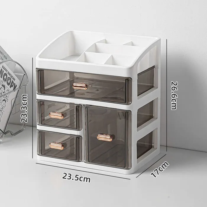 Tủ Đựng Đồ Đa Năng Để Bàn 4, 5 Ngăn - Hộp Đựng Mỹ Phẩm, Đồ Trang Điểm Mini  Kèm Khay Đựng Decor Bàn Học, Bàn Làm Việc