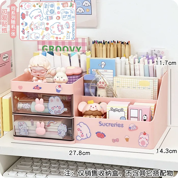kệ đựng mỹ phẩm nhựa để bàn tặng kèm sticker, khay đựng đồ trang điểm nhiều  ngăn chắc chắn ,tủ decor