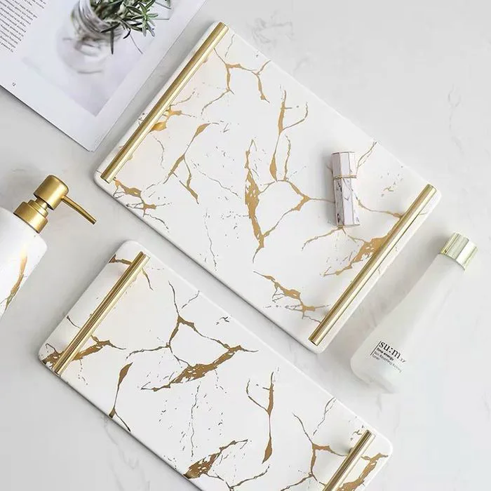 Khay đựng Mĩ Phẩm , Để Đồ Decor Bàn Trang Điểm tiện dụng chất liệu Gốm sứ