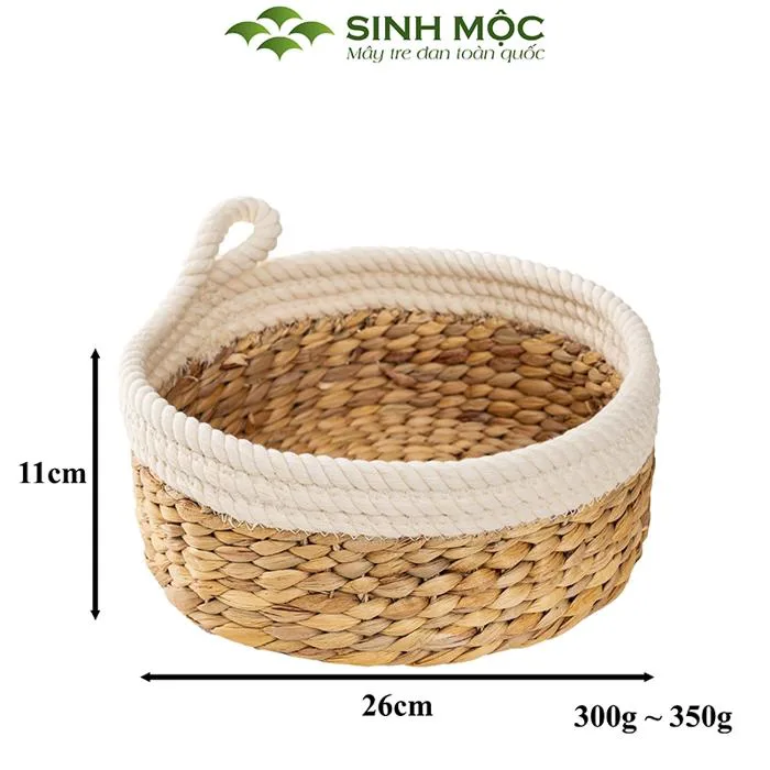 Khay decor lục bình pha cotton, dùng trang trí, đựng hoa quả, khay mỹ phẩm, khay  đựng đồ cá nhân - M1002