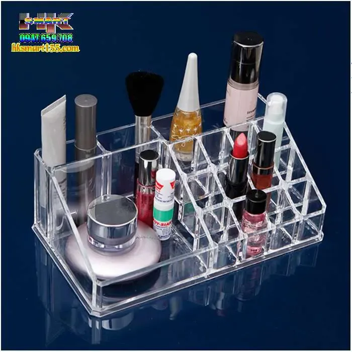 KHAY ĐỰNG MỸ PHẨM 16 NGĂN CHẤT LIỆU MICA TRONG SUỐT | HK.SMART SHOP