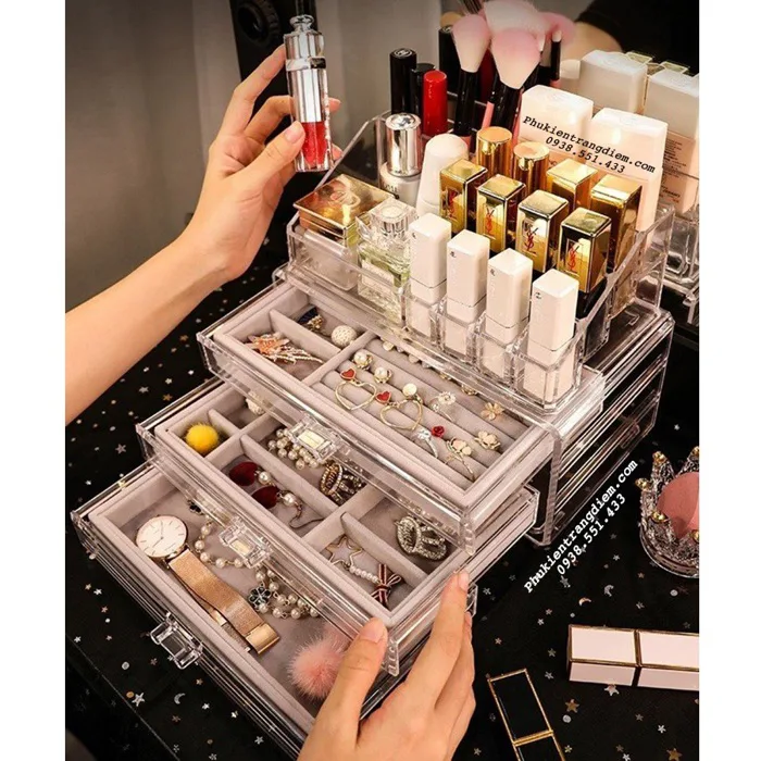 Kệ Đựng Mỹ Phẩm, Đồ Trang Sức Nhiều Tầng Có Ngăn Kéo Trong Suốt - K3TR