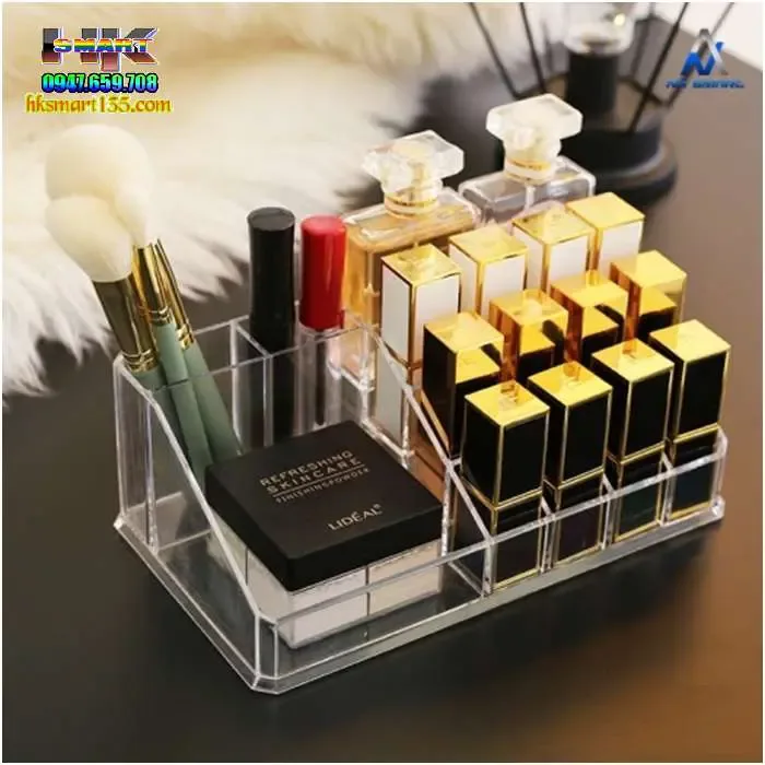 KHAY ĐỰNG MỸ PHẨM 16 NGĂN CHẤT LIỆU MICA TRONG SUỐT | HK.SMART SHOP