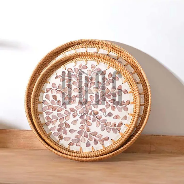 Khay Mây Khảm Trai Giá Rẻ Có Sẵn Tại Cửa Hàng Vừng Decor.