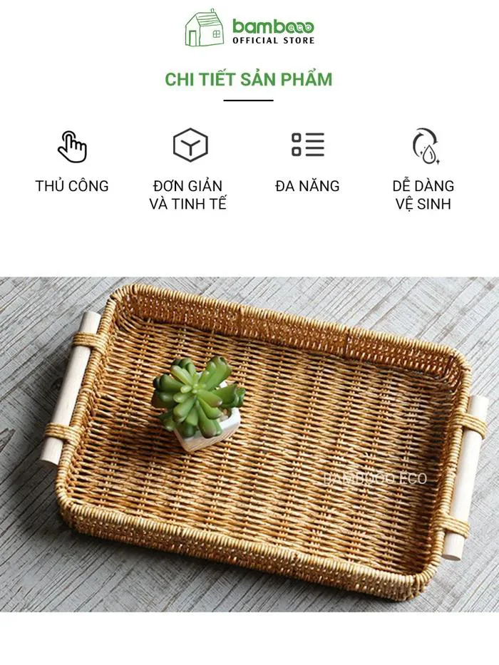 Khay nhựa giả mây BAMBOOO ECO khay đựng hoa quả bánh kẹo decor chụp – THE  BAMBOO