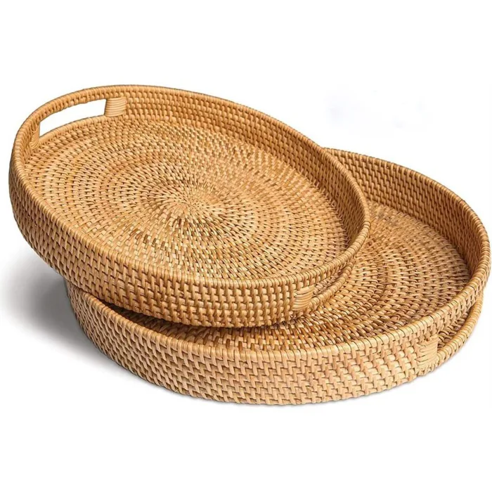 Khay Mây Tròn Đựng Đồ Ăn - Khay Mây Guột Trang Trí Decor - trang trí mây  tre đan thủ công decor thức ăn