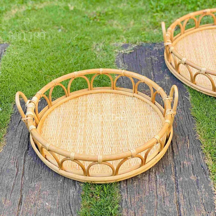 Khay mây cánh hoa