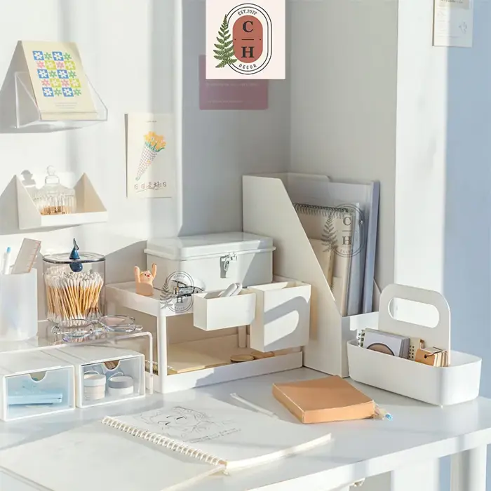 Khay kệ trắng để tài liệu, kệ hồ sơ Muji hộp đựng sách VÁT nhựa cứng đựng  sách decor bàn học, trang trí bàn làm việc | Lazada Việt Nam