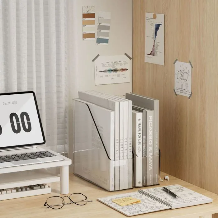 Hộp đựng sách trong suốt, khay đựng tài liệu sách vở decor bàn học, trang  trí bàn học BG15 | Shopee Việt Nam