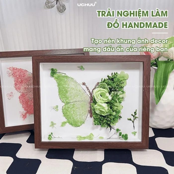 Khung Ảnh Đá Hoa Bướm UCHUU HANDCRAFT Khung Tranh Kỉ Niệm Để Bàn Decor