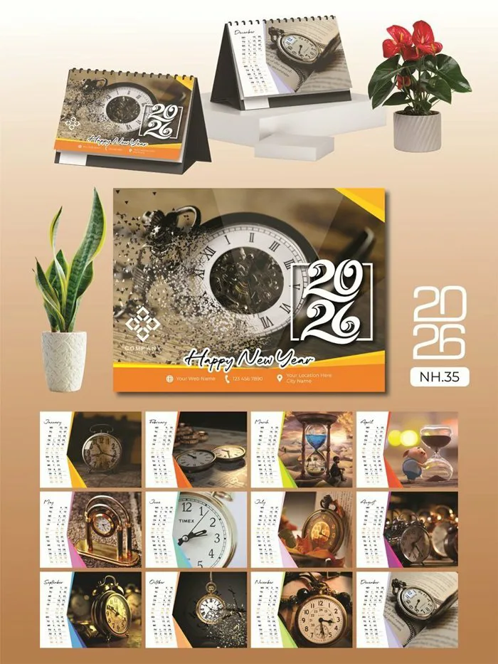 Lịch để bàn decor in mọi số lượng thiết kế chủ đề Dòng Thời Gian - Mã NH35  - INKTS2617