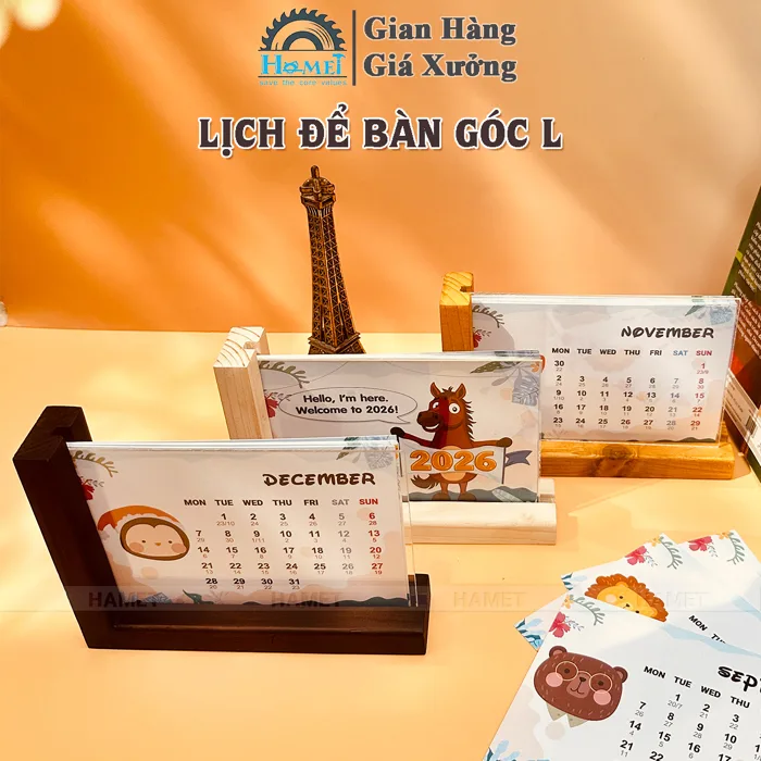Lịch Gỗ Để Bàn Hamet - Điểm Nhấn Decor Lý Tưởng Cho Góc Làm Việc