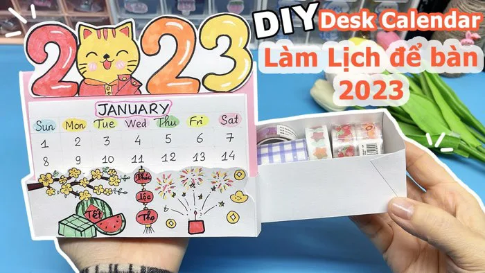 Cách làm lịch để bàn 2023 Cute | DIY Desk Calendar | Liam Channel