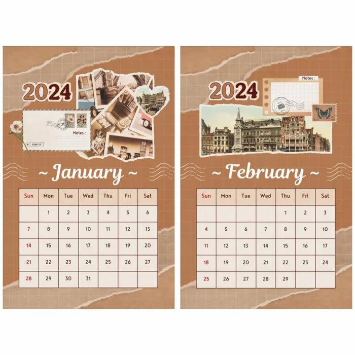 LỊCH ĐỂ BÀN 2024 CHÂN GỖ HANDMADE A6 TRANG TRÍ BÀN HỌC, BÀN LÀM VIỆC T.