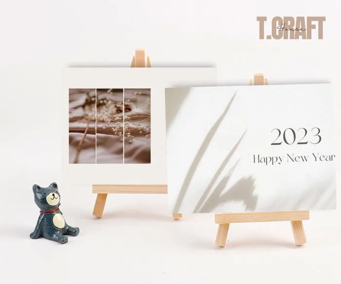 LỊCH ĐỂ BÀN 2024 CHÂN GỖ HANDMADE A6 TRANG TRÍ BÀN HỌC, BÀN LÀM VIỆC T.