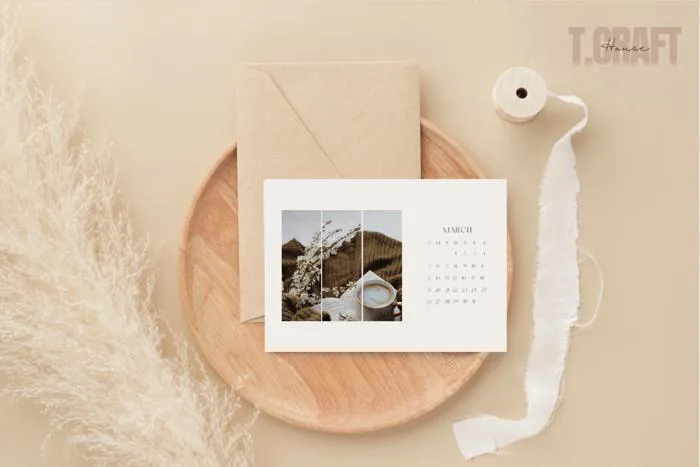 LỊCH ĐỂ BÀN 2024 CHÂN GỖ HANDMADE A6 TRANG TRÍ BÀN HỌC, BÀN LÀM VIỆC T.