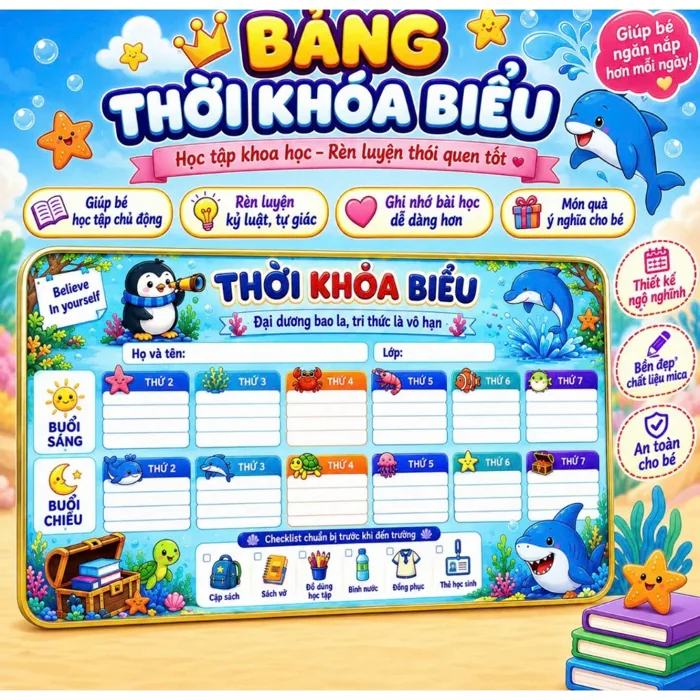 Bảng Thời Khóa Biểu Để Bàn 20x30cm - Bảng Lịch Học Cho Học Sinh, Trang Trí  Bàn Học