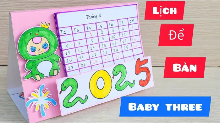 Cách Làm Lịch Để Bàn Bằng Giấy | Làm Lịch Baby Three | Vân Handmade