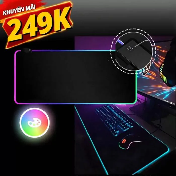 Lót chuột Gaming viền LED RGB Fufutech 80x30 cm