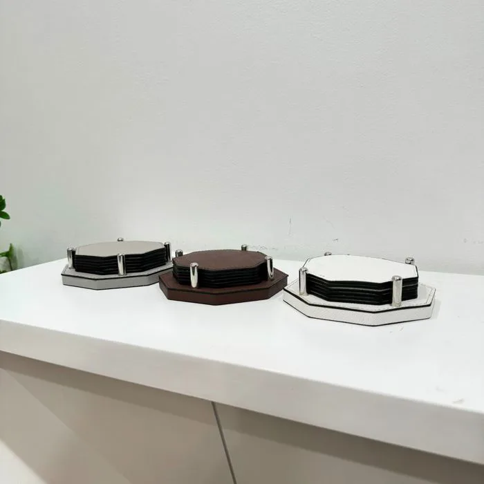 Set lót ly đa giác màu trắng – AMASE - Modern and Elegant Decor