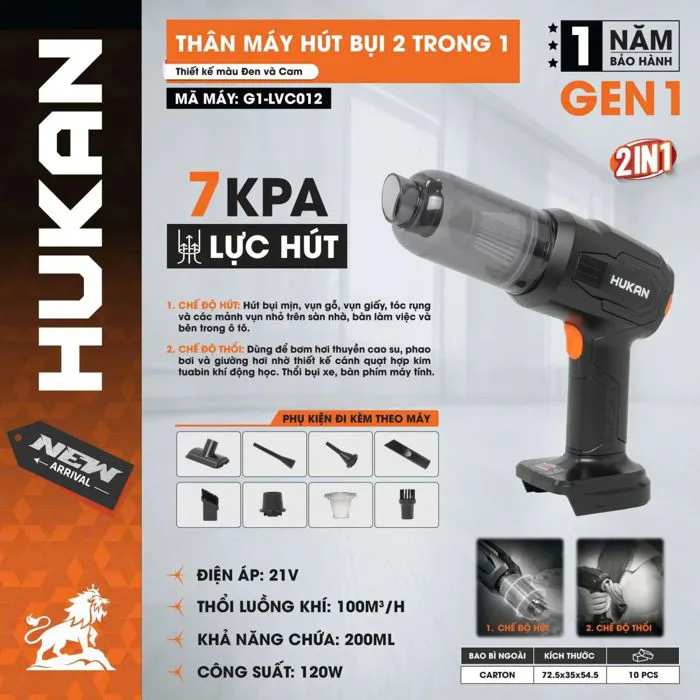 Máy Thổi - hút bụi mini Hukan 2 trong 1 G1-LVC012