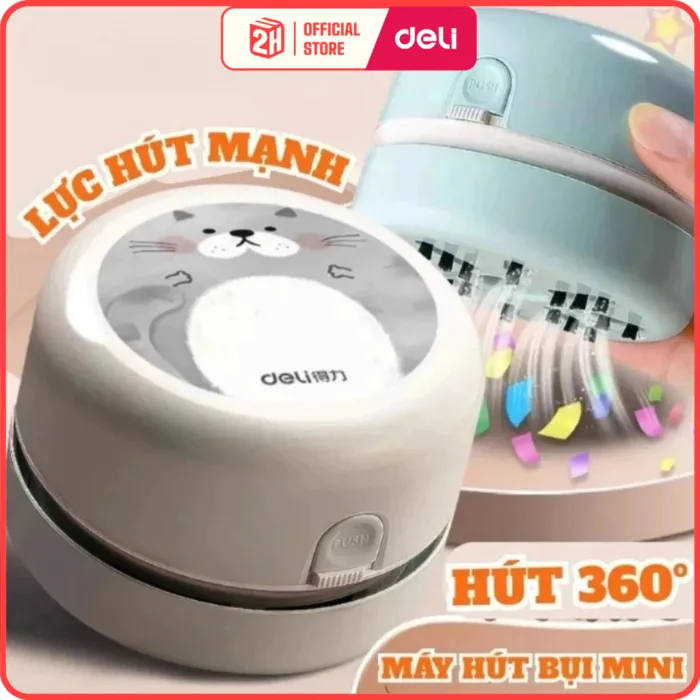 Máy Hút Bụi Bàn Học Deli, Máy Hút Bụi Mini Cầm Tay Tiện Dụng Hút Tẩy Vụn  không dây, nhỏ gọn VPP