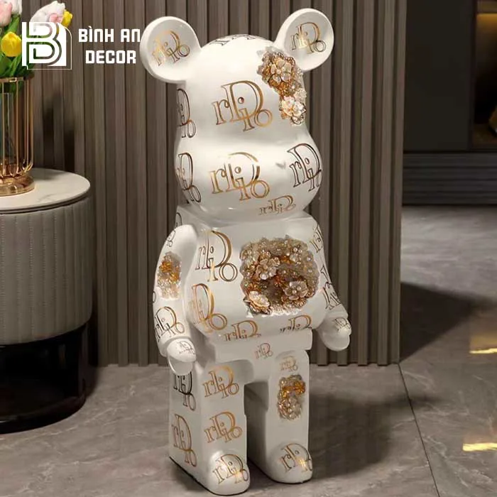 Tượng Gấu BearBrick Trang Trí Dior Hoa 80cm